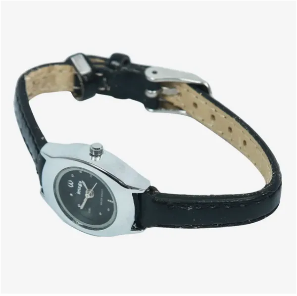 Black Color PU Leather Black Dial Watch For Women